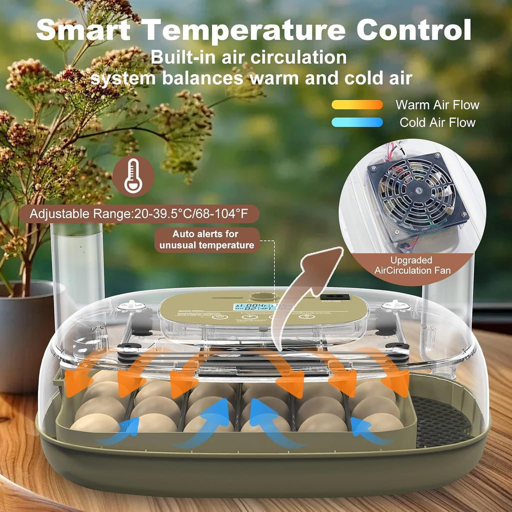 Incubators for Hatching Eggs,Smart 24 Egg Incubator with Automatic Egg Turning and Humidity Control,High Hatch Rate
