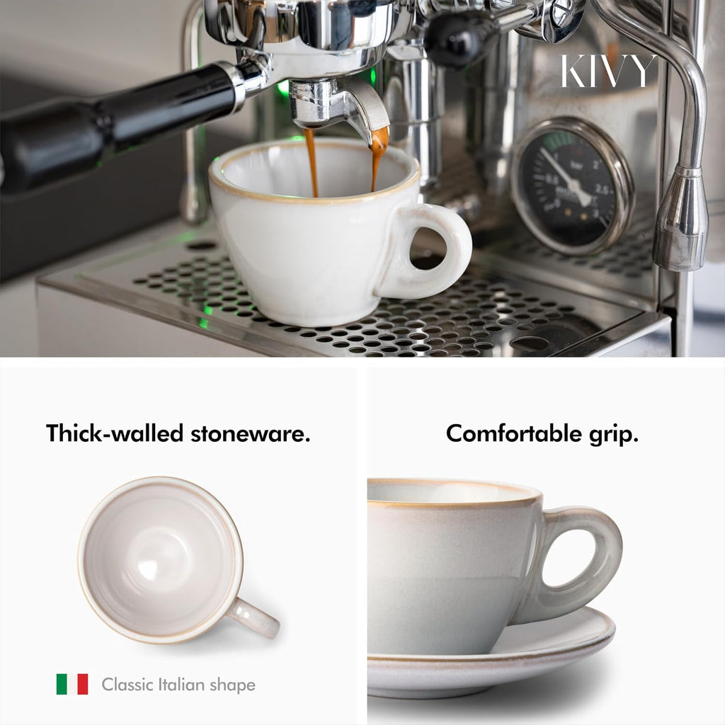 Cappuccino Cups set - 4x 8oz - Thick-walled stoneware cappuccino cup