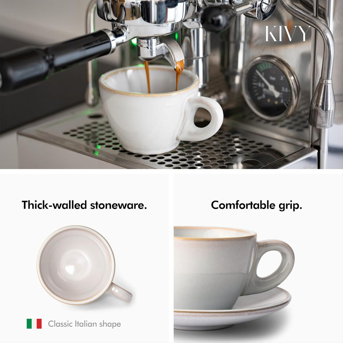 Cappuccino Cups set - 4x 8oz - Thick-walled stoneware cappuccino cup