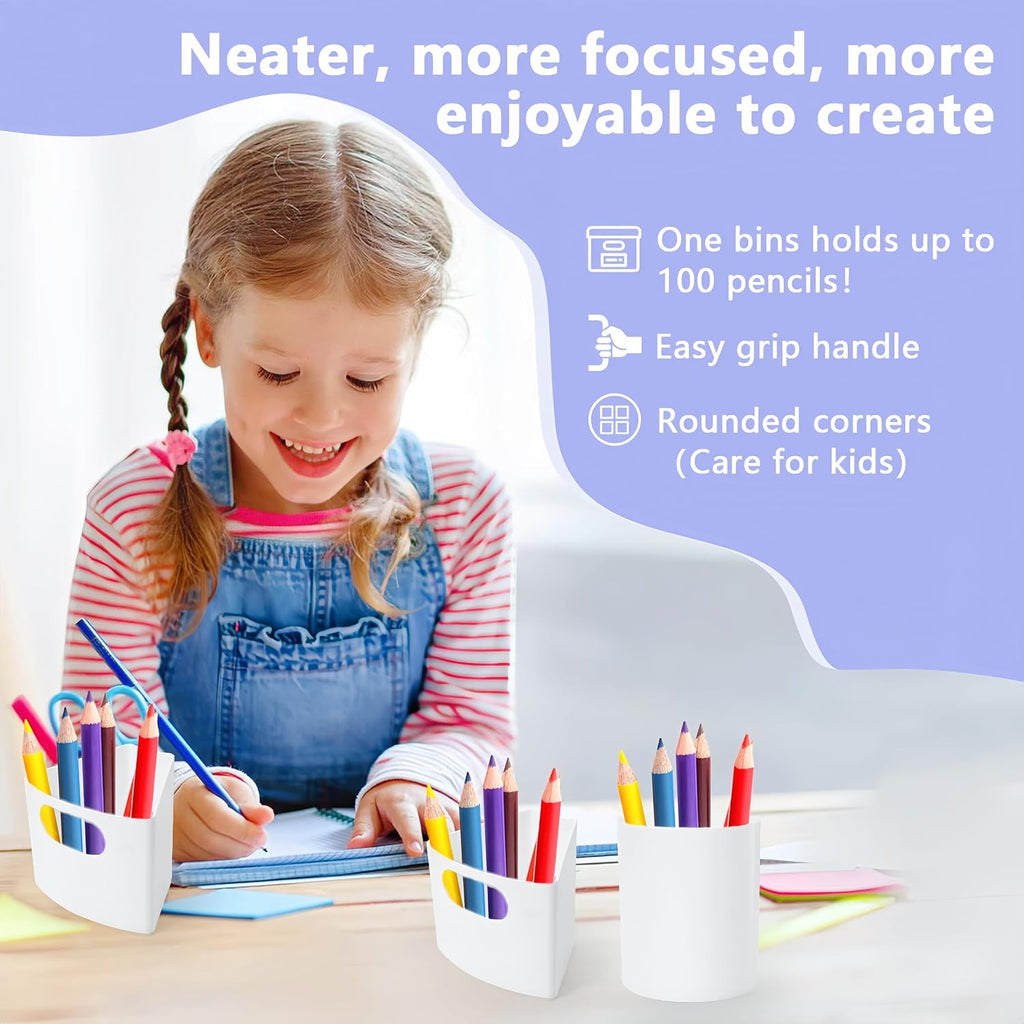 Rotating Art Supply Organizer Storage Caddy for Kids, 7 Bins Craft Crayon Marker Organizers for School Desk, Lazy