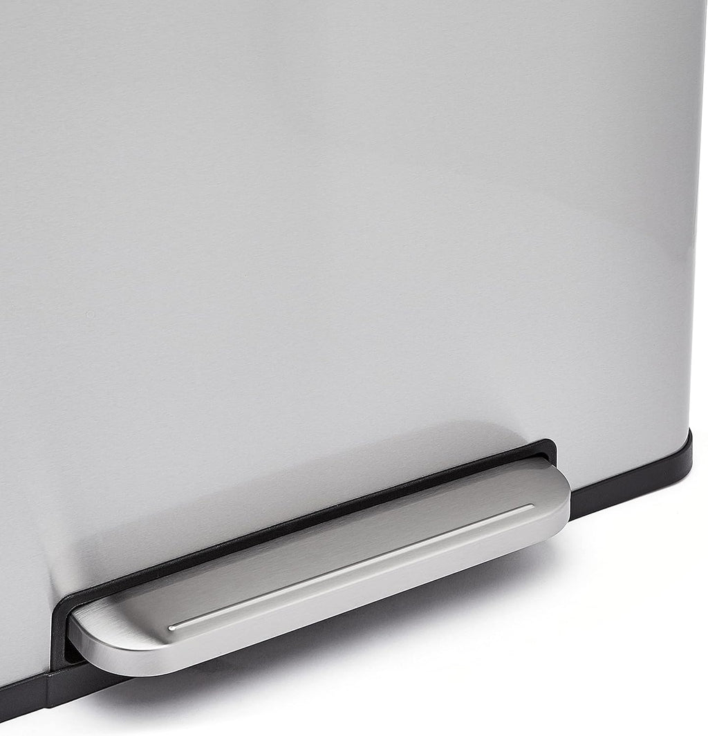 Dual Compartment Recycling Trash Can with Soft-Close Lid, Fingerprint Resistant, Removable Liner Buckets, 60 Liters