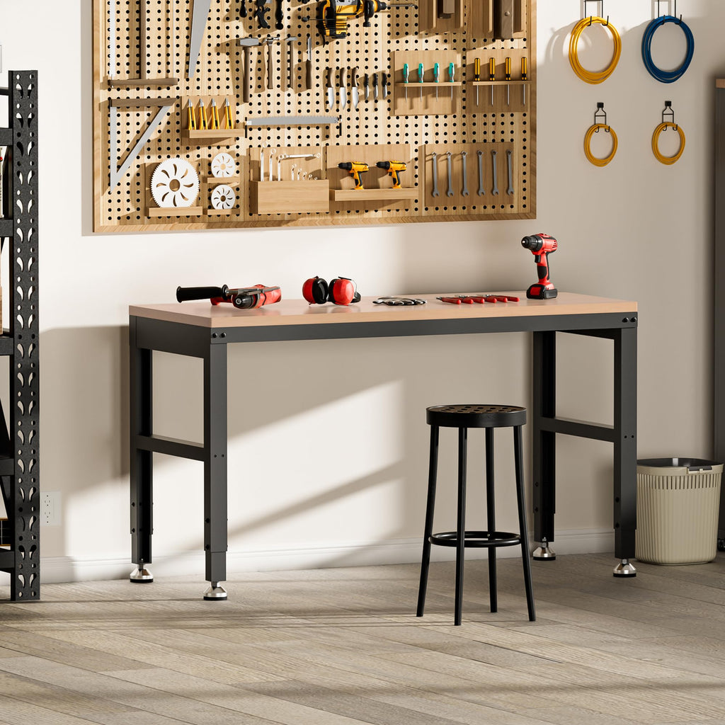 48" Adjustable Workbench, Heavy Duty Wood Workstation