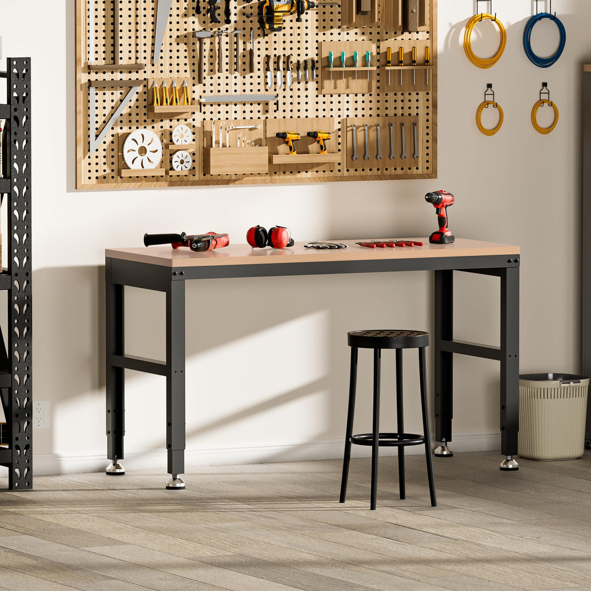 48" Adjustable Workbench, Heavy Duty Wood Workstation