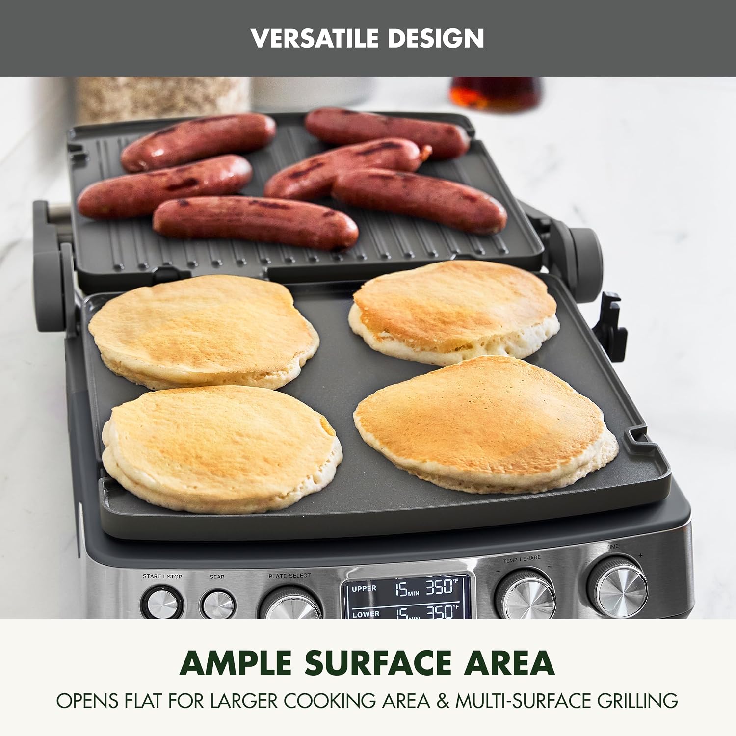 Elite 6-in-1 Multi-Function Contact Grill & Griddle, Healthy Ceramic Nonstick Reversible Plates, Adjustable Shade &