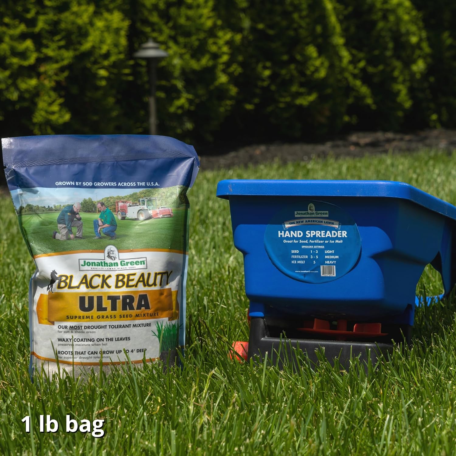 (10947) New American Lawn Hand Broadcast Spreader - Handheld Lawn Spreader Covers Up to 1,500 Sq. Ft.,Blue