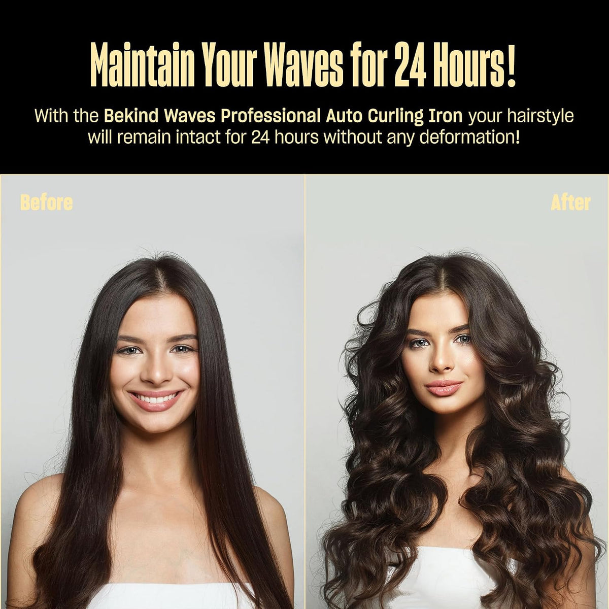 Automatic Rotating Curling Iron by BeKind Waves, 1 Inch Rotating Wand for Beach Waves, Tourmaline Ceramic, Fast
