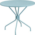 35.25" Round Patio Table with Umbrella Hole, Sky Blue
