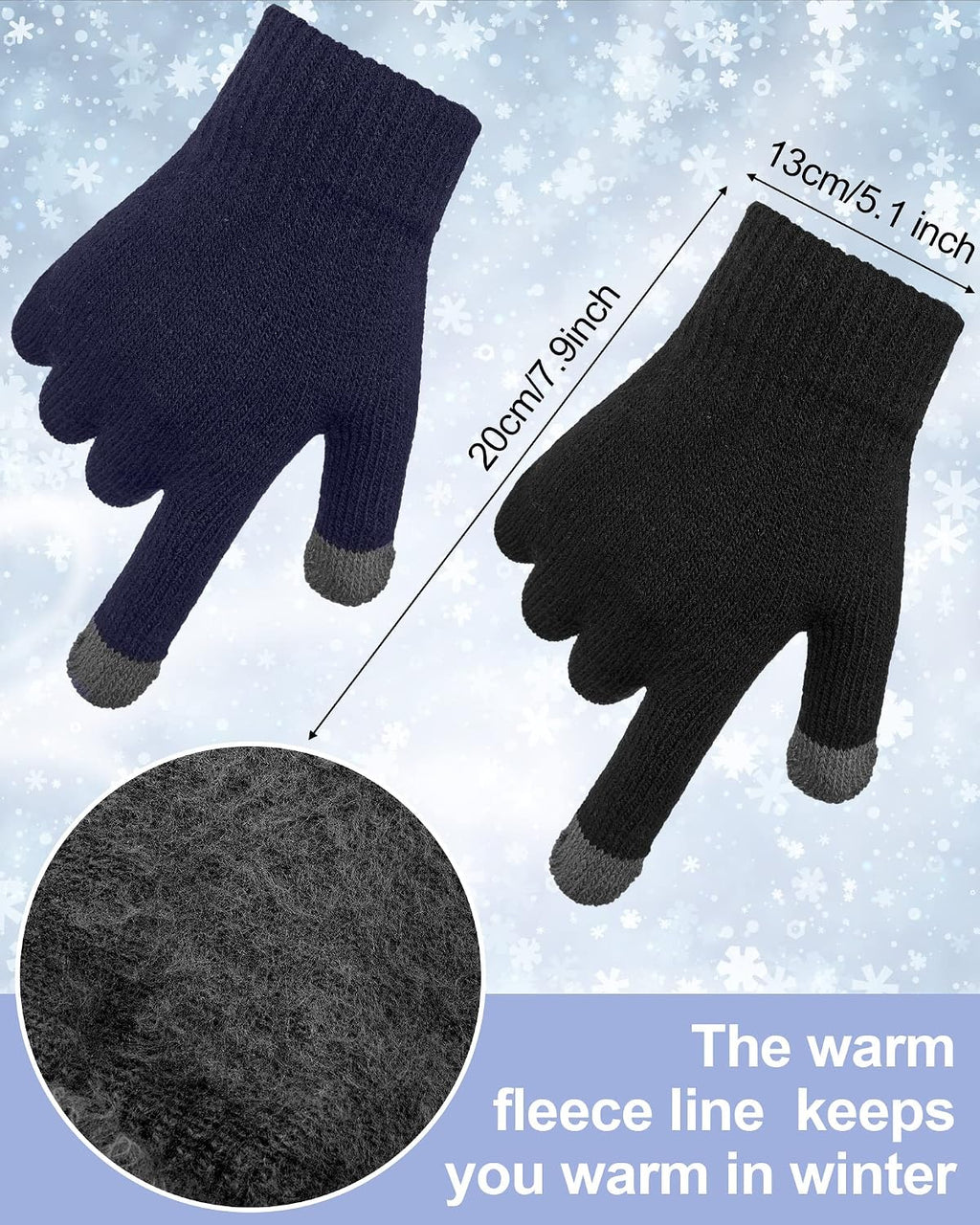 6 Pcs Kids Winter Hat Scarf Touchscreen Gloves | Toddler Knitted Cap Beanie, Neck Warmer, Mitten, for 5-14 Years Boys