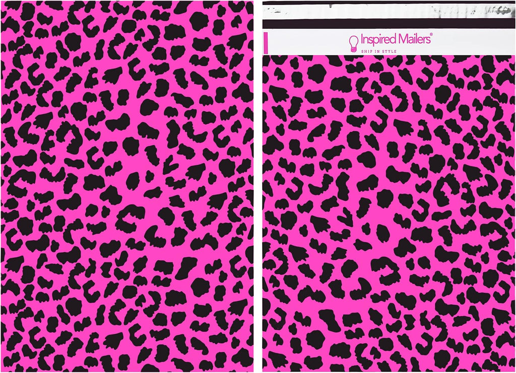 50 Poly Mailers 14.5x19 - Hot Pink Cheetah Shipping Bags