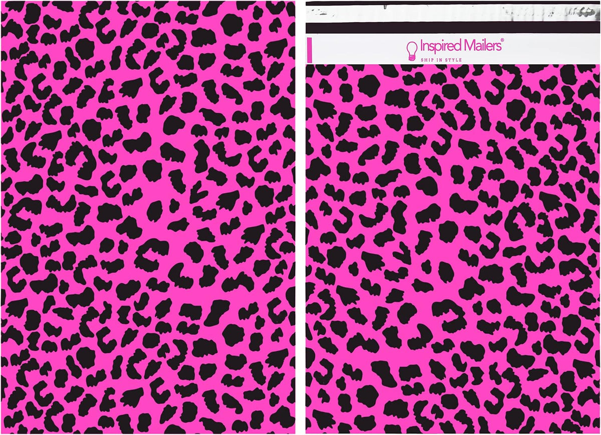 50 Poly Mailers 14.5x19 - Hot Pink Cheetah Shipping Bags