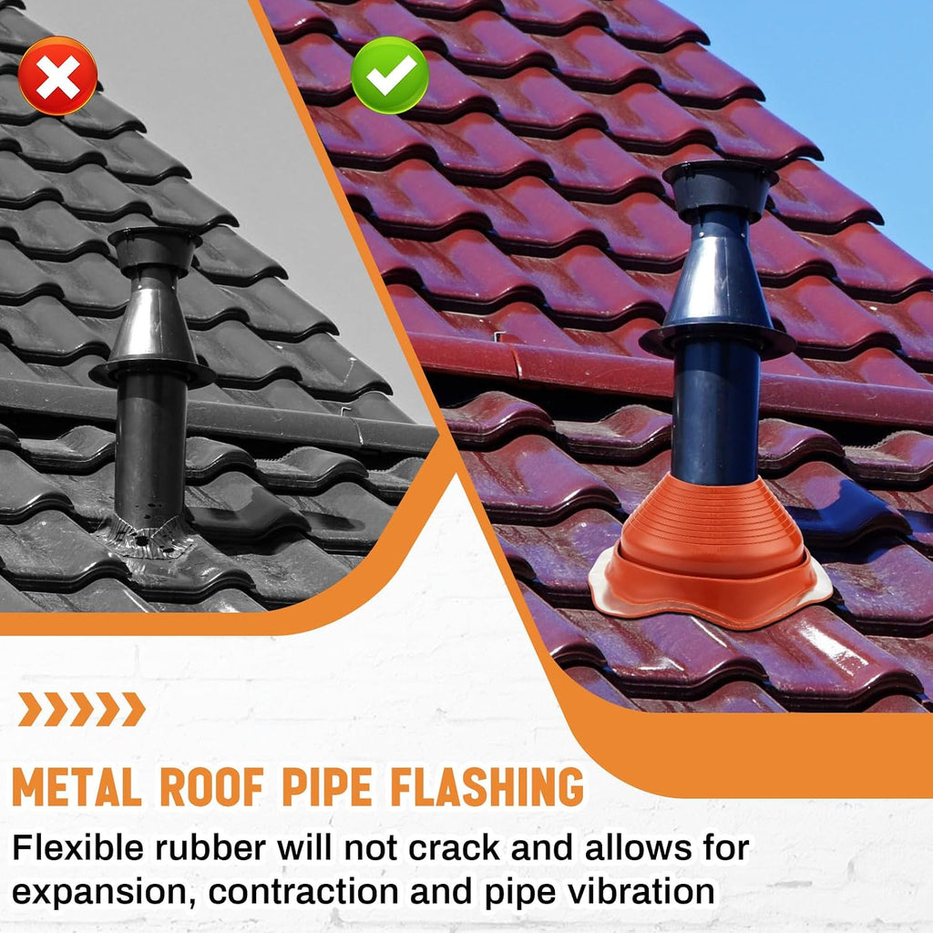 1 Piece #7 Pipe Flashing Boot for Pipe OD 6" to 11" Silicone High Temp Flexible Roof Jack Roofing Pipe Boot Pipe