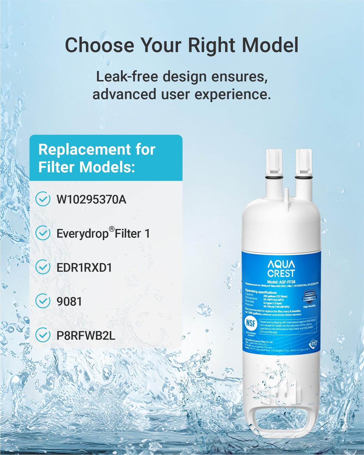 EDR1RXD1 Water Filter, Replacement for W10295370A, 3 Pack