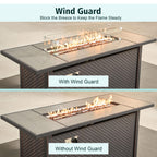 31x7x5.5 Fire Pit Glass Flame Wind Guard,Thick Tempered Glass Rectanglar FirePit Flame Shield with Aluminium