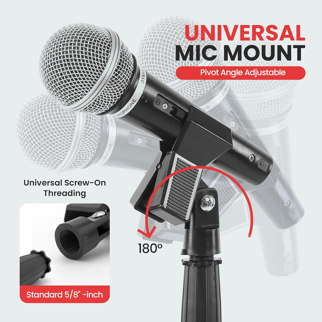 Universal Microphone Stand - Handheld Mic Compatible, Heavy Compact Base, Lightweight & Compact Design, 2.8 to 5 Ft