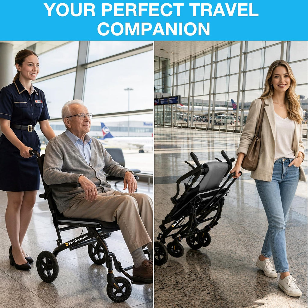 Wheelchairs for Adults –Transport Wheelchair Lightweight Foldable with Telescopic Handle, 18-Inch Seat Width