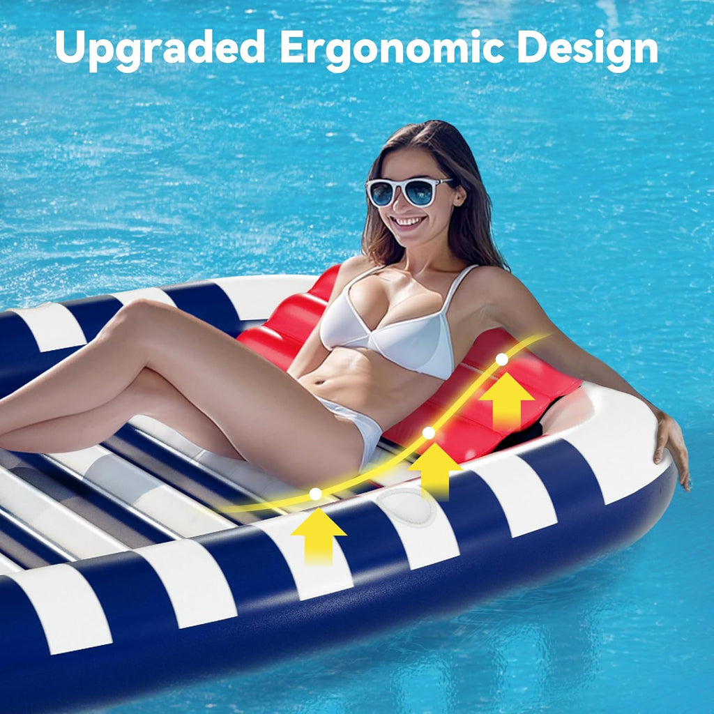 Pool Wave Inflatable Pool Lounger Floats W/Water Sprinkler, 80" x 66" Large Tanning Bed for Adult Kids, Outdoor Sun