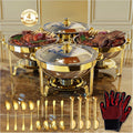 Gold Chafing Dishes for Buffet 4 Pack, 6QT Buffet Servers and Warmers Sets
