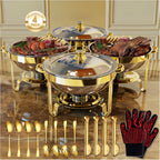 Gold Chafing Dishes for Buffet 4 Pack, 6QT Buffet Servers and Warmers Sets
