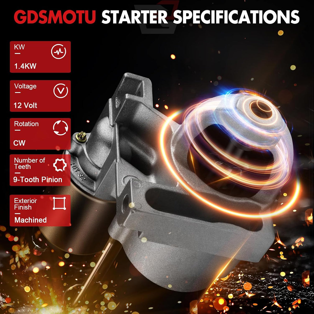 Starter for Chevy for S10 2.2L 2002-2003, for Impala 3.4L 2001-2005