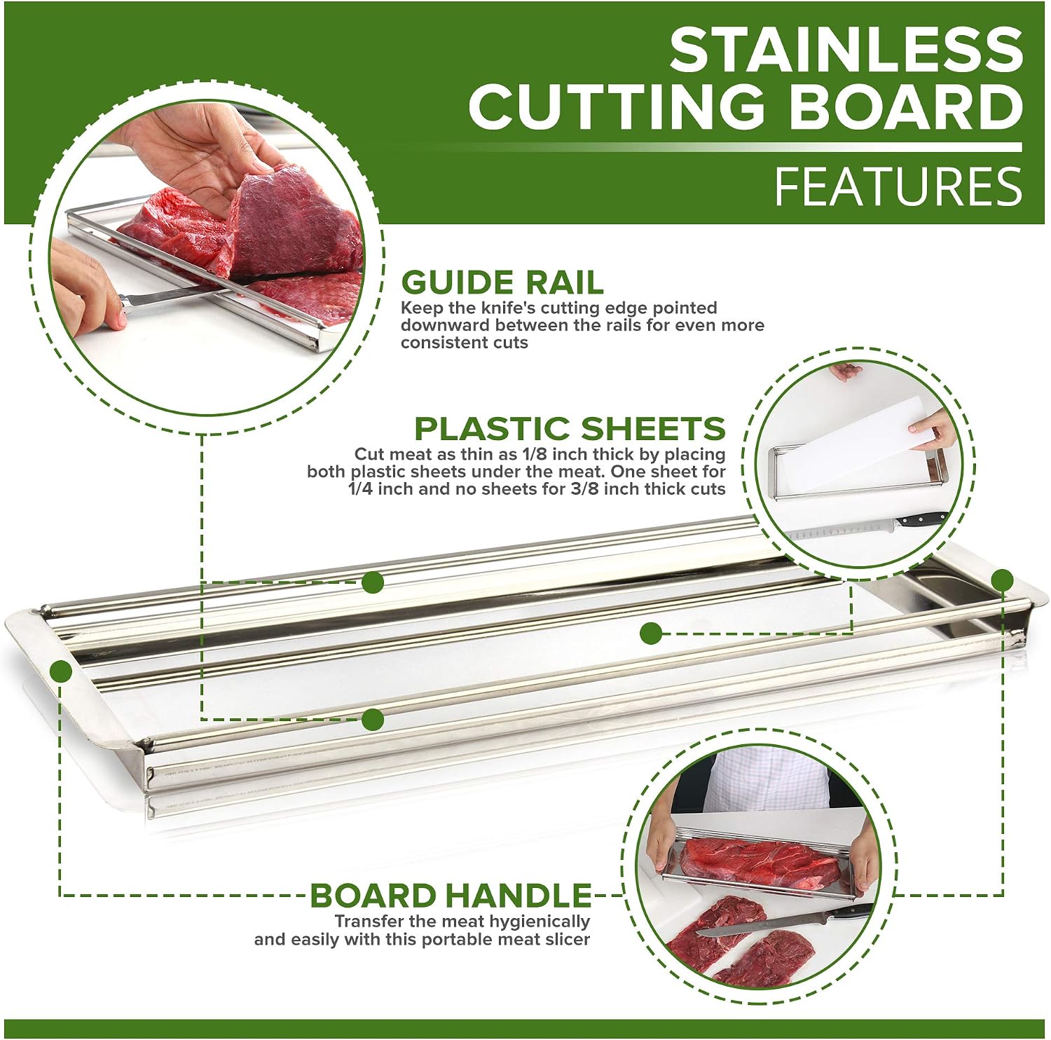 Advanced Beef Jerky Slicer Kit- 100% Precision Uniform Slices Guaranteed - Adjustable Thickness Dishwasher Safe Beef