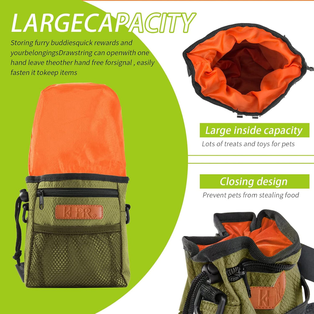 Dog Treat Training Pouch Easily Carries Pet Toys Kibble, Treats Built-in Poop Bag Dispenser 3 Ways to Wear Comes with