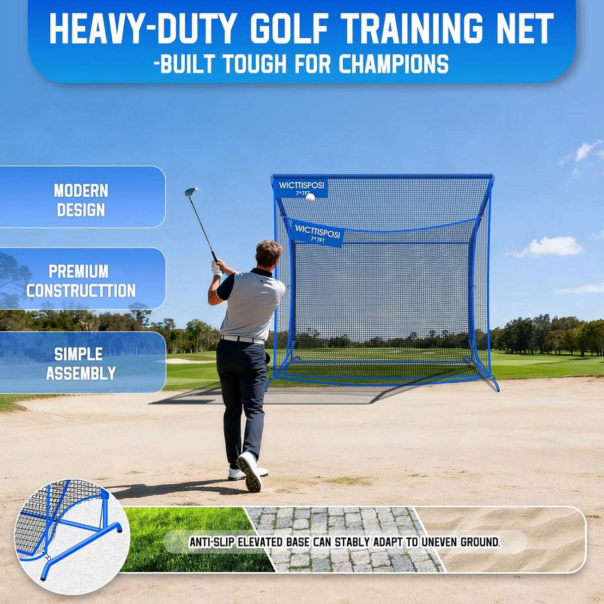Golf Net with Extra Striking Net, Heavy Duty Golf Practice Hitting Net