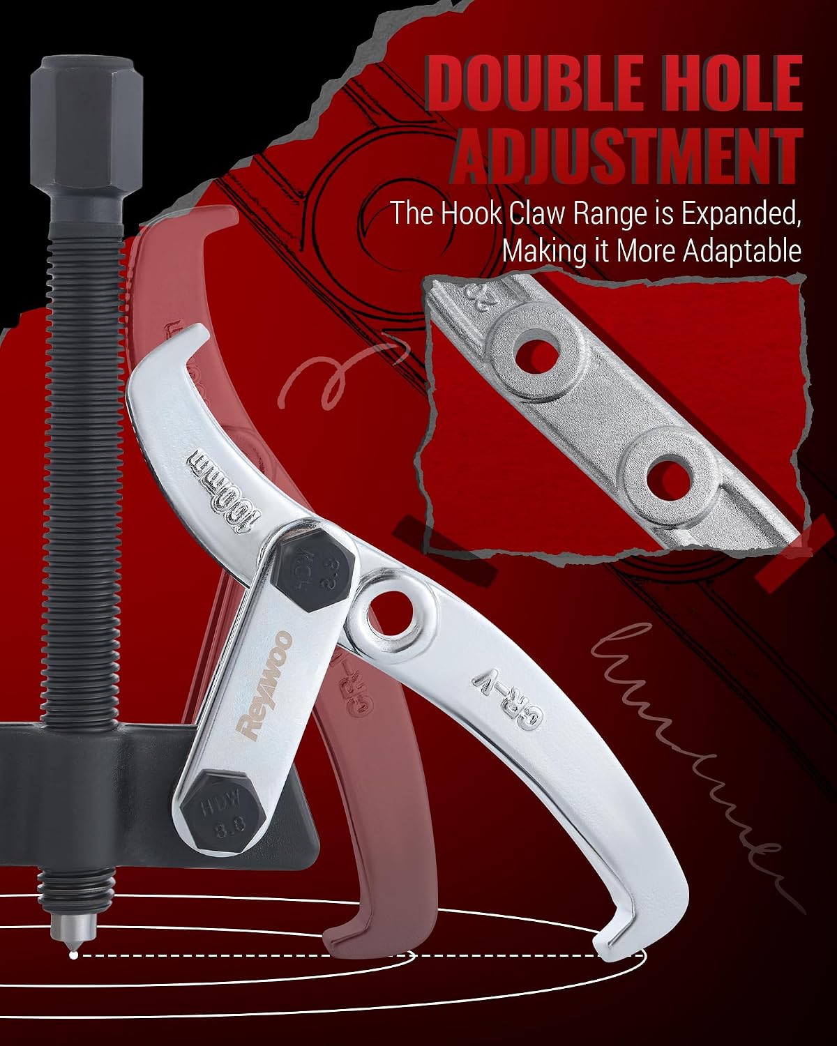 Gear Puller Set, 3" 4" 6" 8" Bearing Puller Kit for Pulley Gear Bearing Flywheel Removal, Cr-V Steel 2 Jaw & 3 Jaw