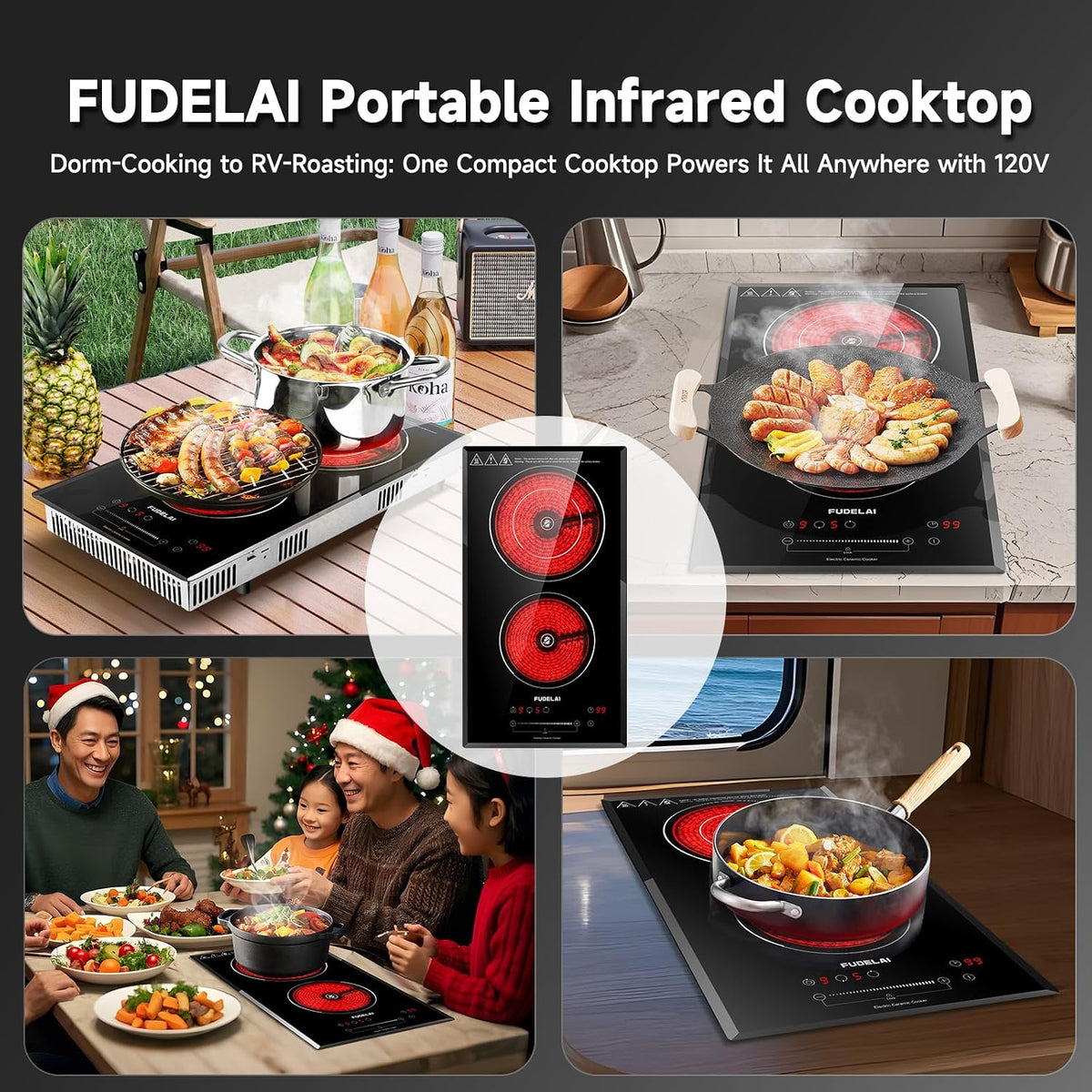 2-Burner Electric Cooktop, 3200W 240V Ceramic Hot Plate