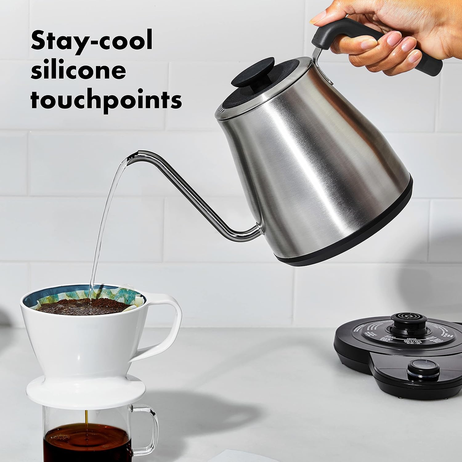 Brew Pour Over Gooseneck Electric Kettle - Stainless Steel