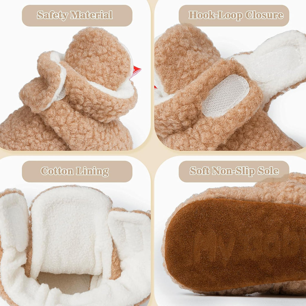 Newborn Baby Boy Girl Soft Fleece Booties Stay On Infant Slippers Socks Shoe Non Skid Gripper Toddler First Walkers