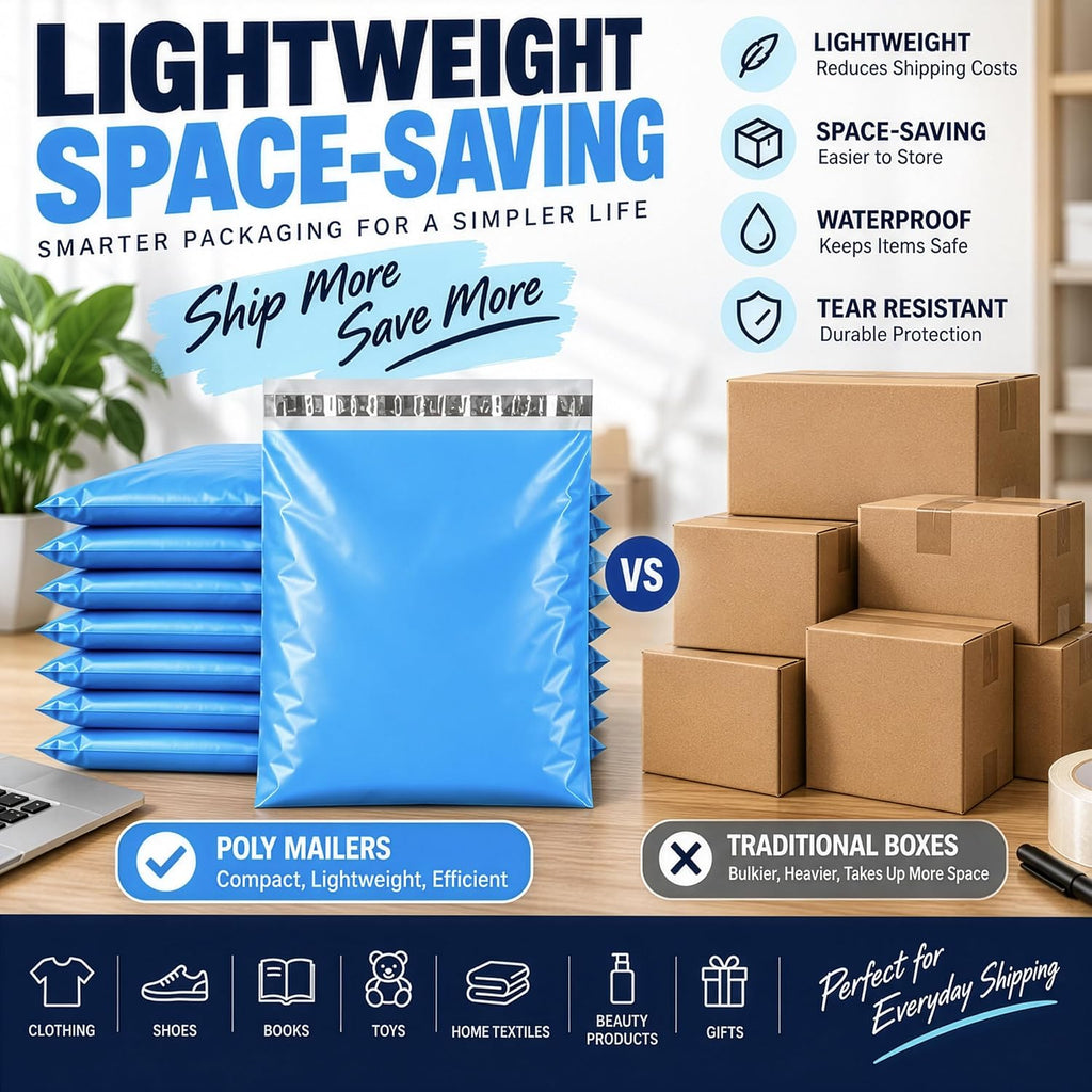 Large Poly Mailers 10 Pack, Shipping Bags, Mailing Bags, 17.5x23 Inch, Blue