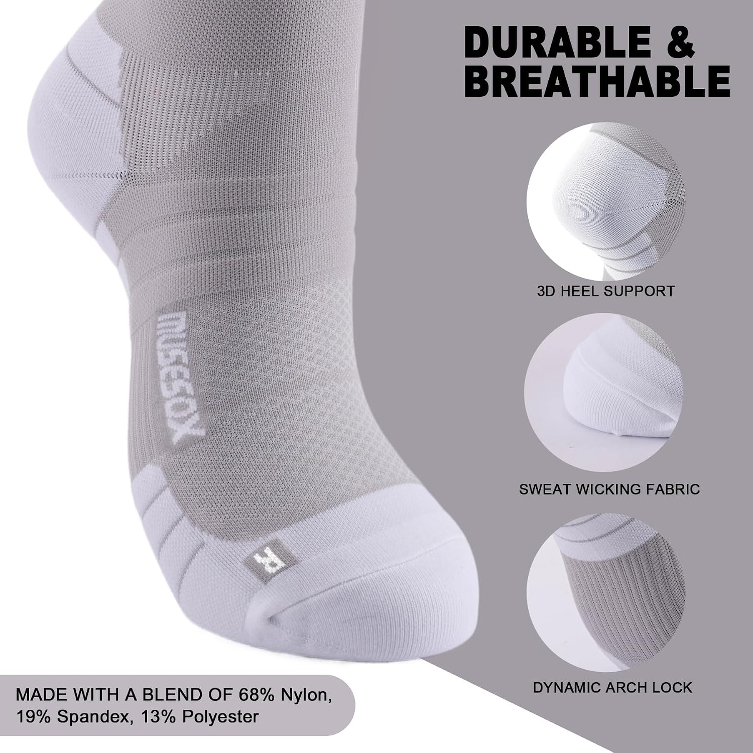 Compression Socks for Women and Men,Knee High 15-20mmHg Graduated Support(3 Pairs) Best for Nurses,Pregnant,Travel