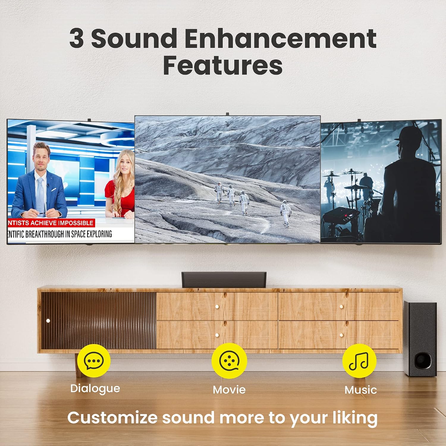 2.1 Compact Sound Bars for TV with Subwoofer, HDMI ARC/Bluetooth 5.0/Optical/AUX/RCA Connection, Remote Control