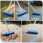 Deck Scrub Brush with Long Handle for Indoor and Outdoor Cleaning