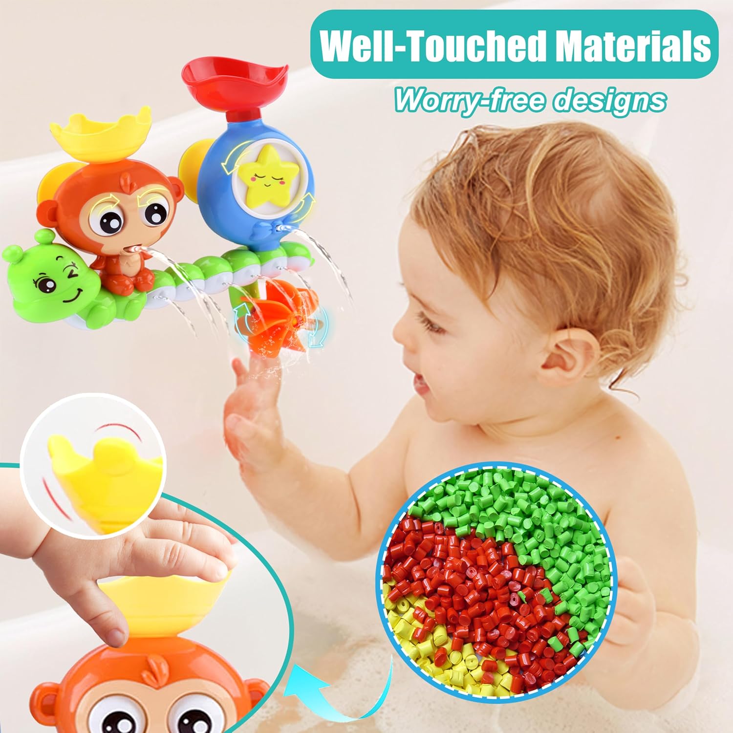 Bath Toys for Kids Ages 1-3 Toddler Bath Toys for Babies 1 2 3 Year Old Boys Girls Water Bathing Tub Toy for 12 18