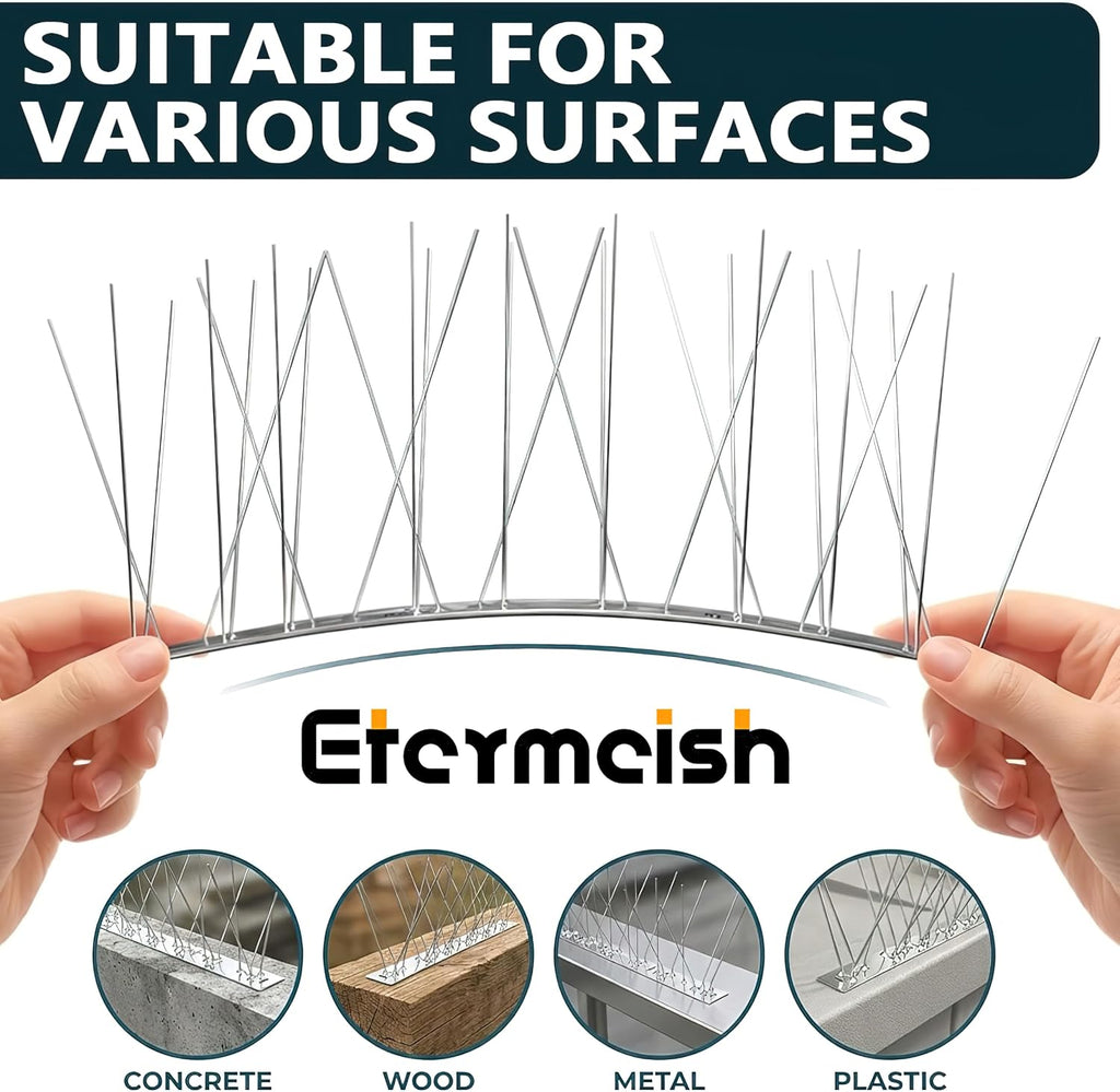 Stainless Steel Bird Spikes for Outside, Anti Bird Deterrent Spikes for Woodpeckers, Squirrels, Raccoons