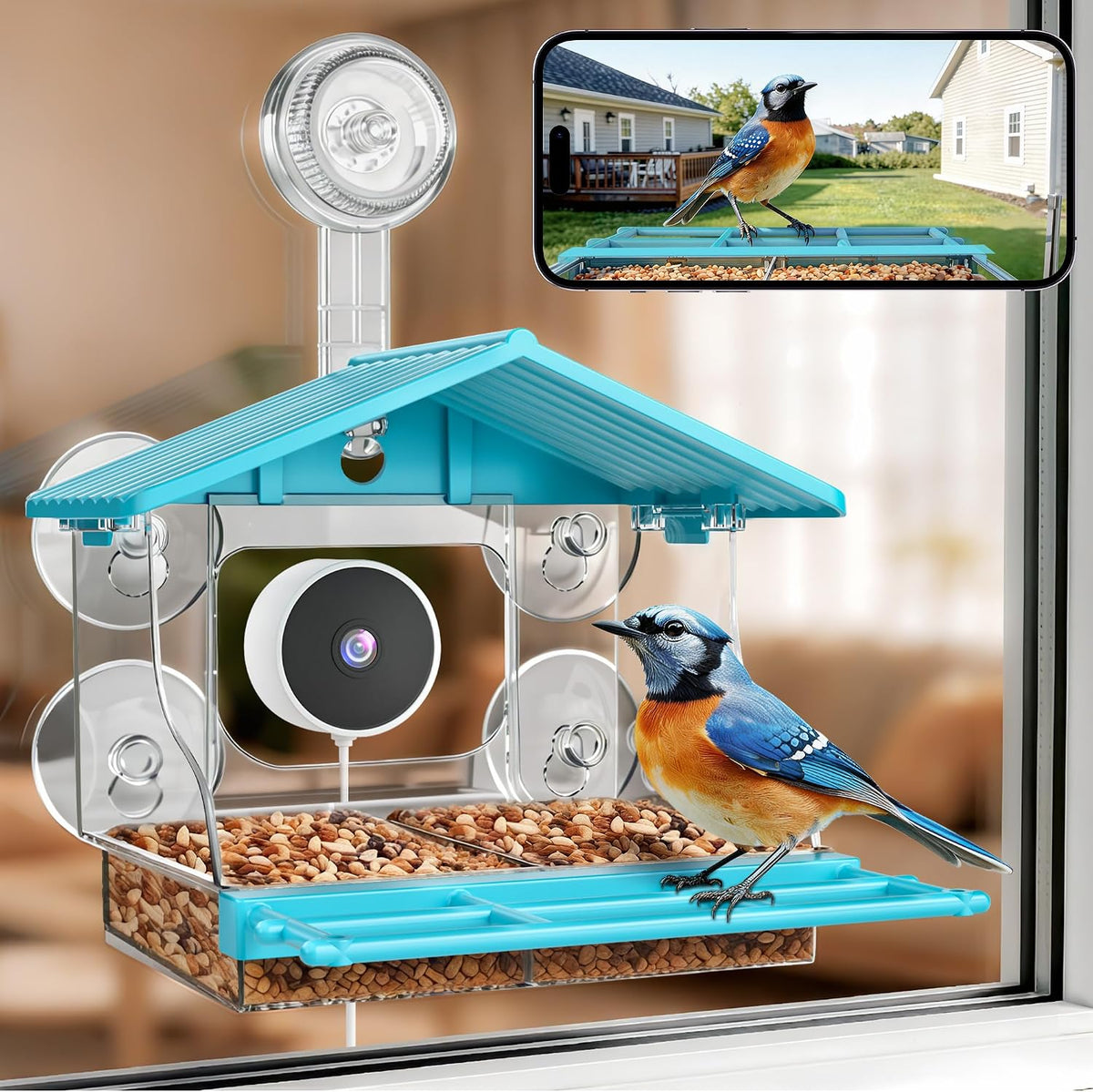 2026 Upgraded Window Bird Feeder with Camera, 2K UHD Window Bird Feeders for Outdoors with Strong Suction Cups, 2.4G