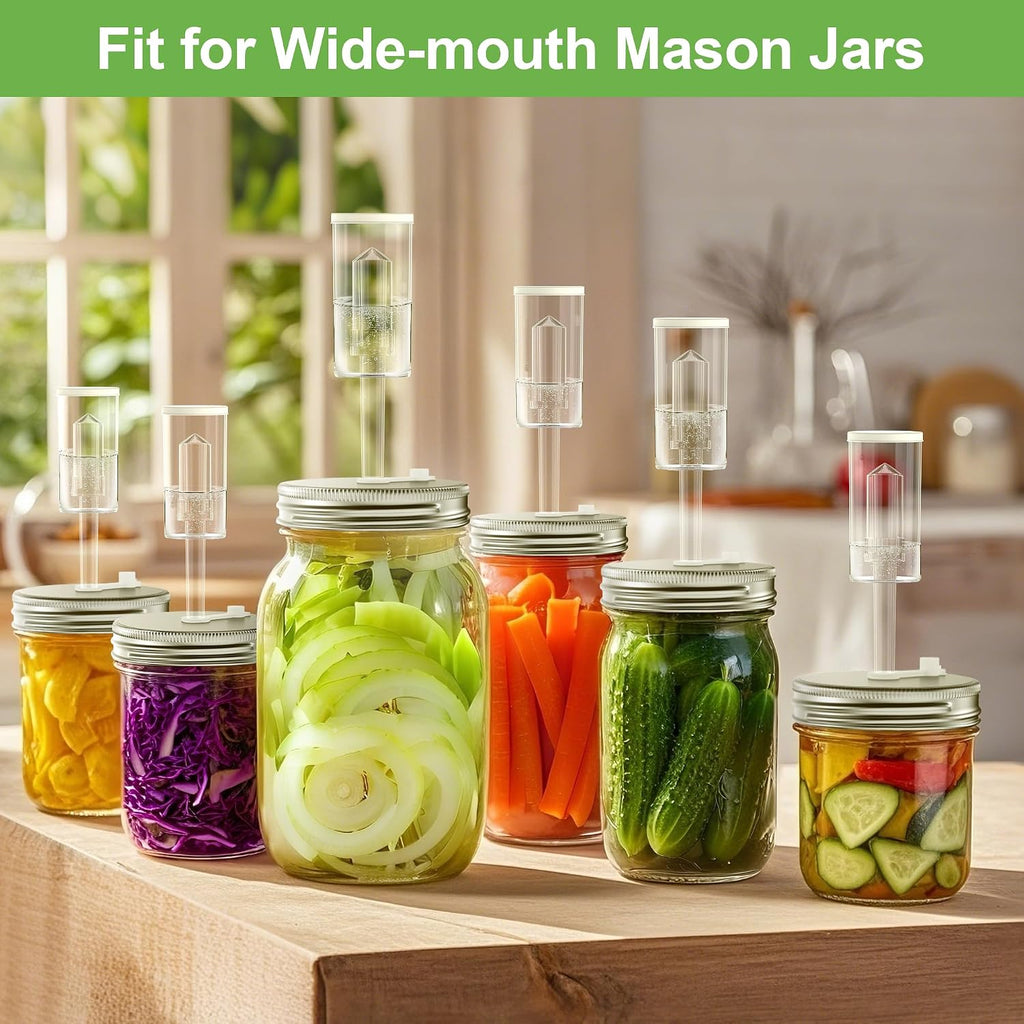 Fermentation Kit for Wide Mouth Mason fermentation Jar for Pickling & More | Sauerkraut Kit with 4 Glass Fermentation