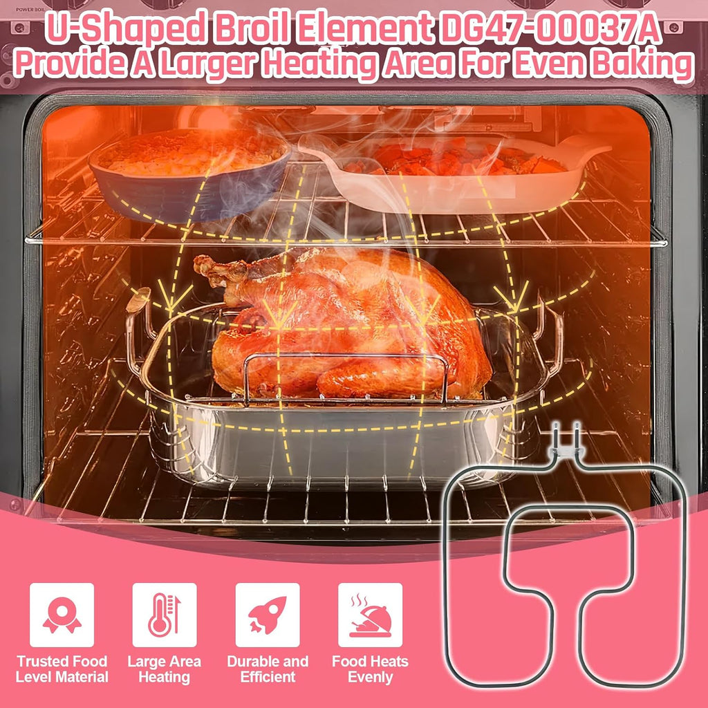 LXun Upgrad DG47-00037A Oven Heating Element Compatible with Samsung Electric Freestanding Range Oven Stove Part DG47-00037A Oven Bake Element for Range Broil Element Heater Replace AP4342874 2087536