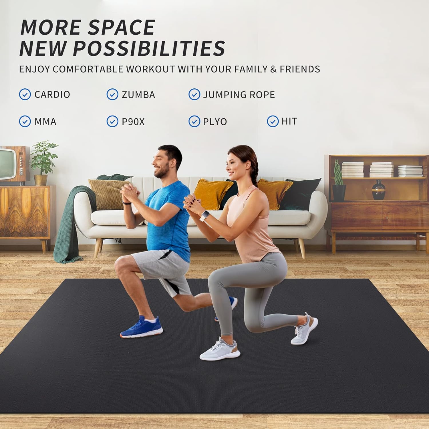 Extra Large Exercise Mat 12'x7'/9'x7'/7'x7'/7'x5'(7mm), High-Density Workout Mats for Home Gym Flooring, Non-Slip