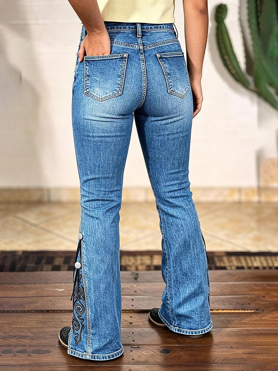 Mid Waist Bootcut Jeans for Women