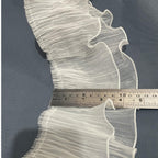 3 Yards Two Layer Ruffle Pleated Chiffon Trim Tulle Craft Sewing,White
