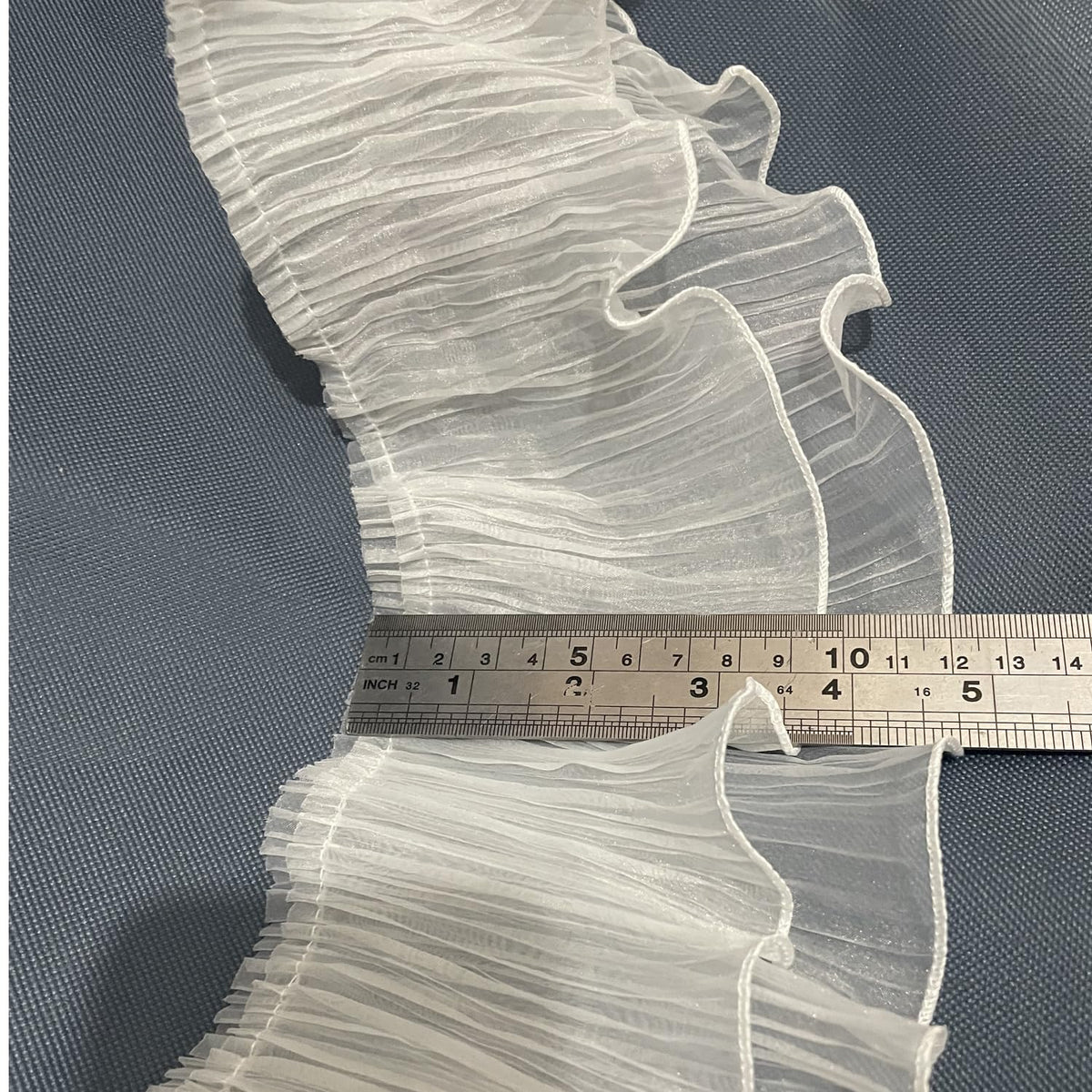 3 Yards Two Layer Ruffle Pleated Chiffon Trim Tulle Craft Sewing,White