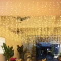 LED Icicle Lights, 96 LEDs 13FT 8 Modes Curtain Extendable Fairy Christmas Ceiling Dangling Hanging Twinkle Memory