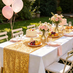 Gold Sequin Table Runner 12x108 Inch Fall Wedding Party Home Tablecloth