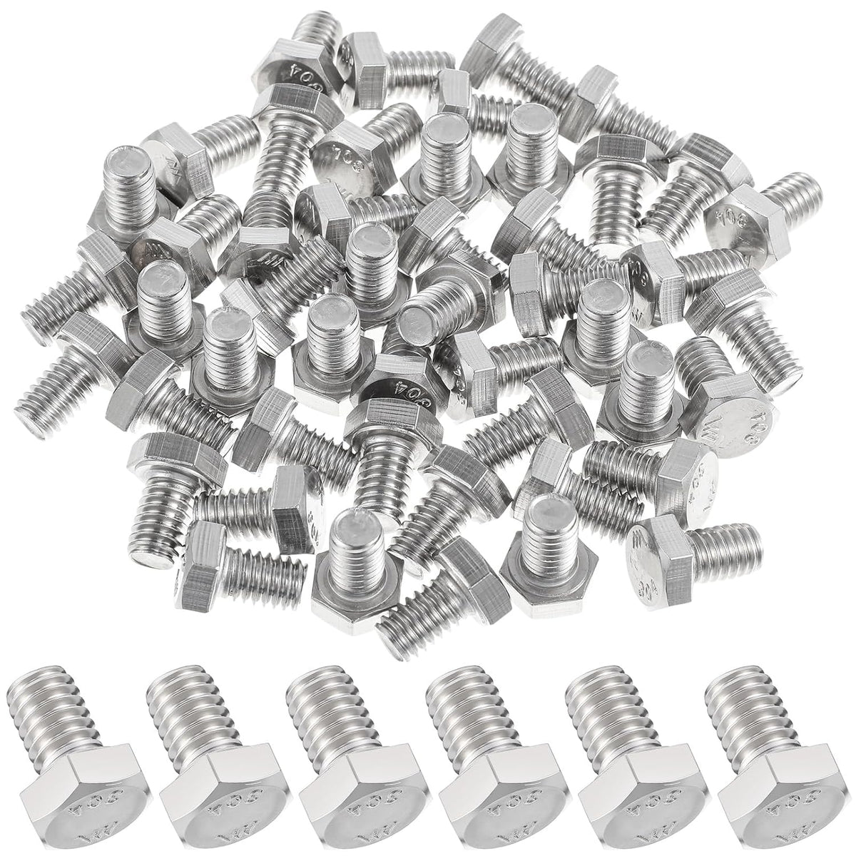 Zonon 50 Pcs 5/16-18 x 1/2" Hex Head Screw Bolt, Silver