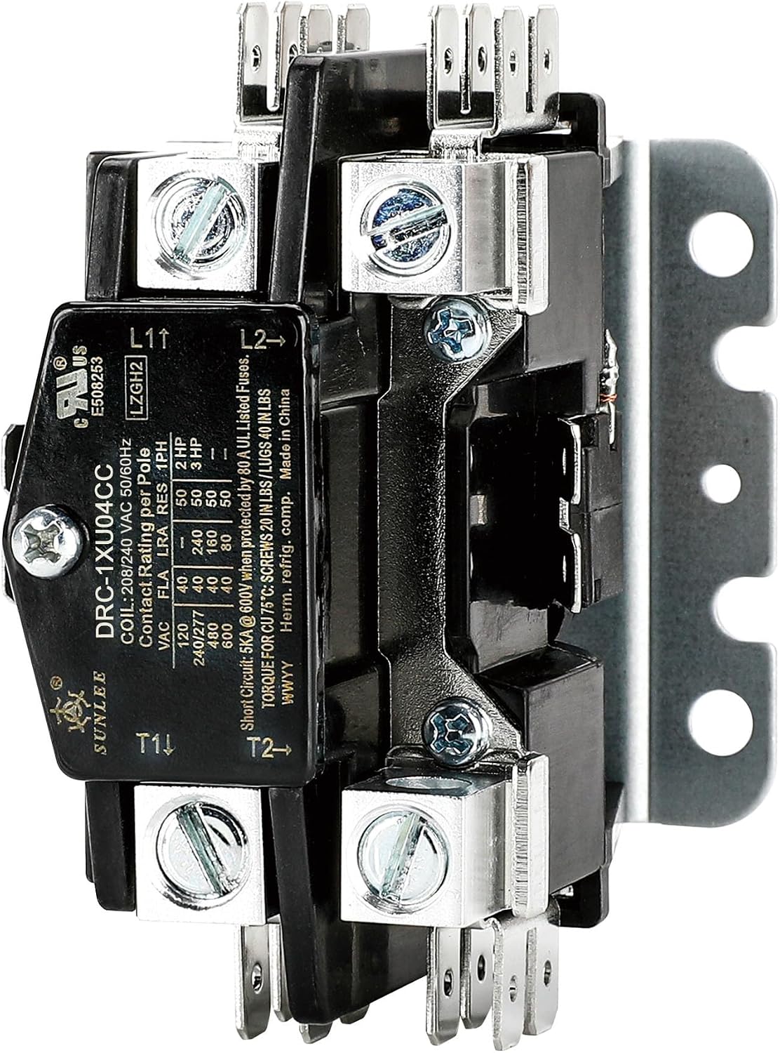 SunLee 1 Pole 40 Amp 208/240Vac Coil UL Recognize and A2L Compliant Definite Purpose Contactor Heavy Duty HVAC Replacement for 30A & 40A AC Units, Condensers, Heat Pumps