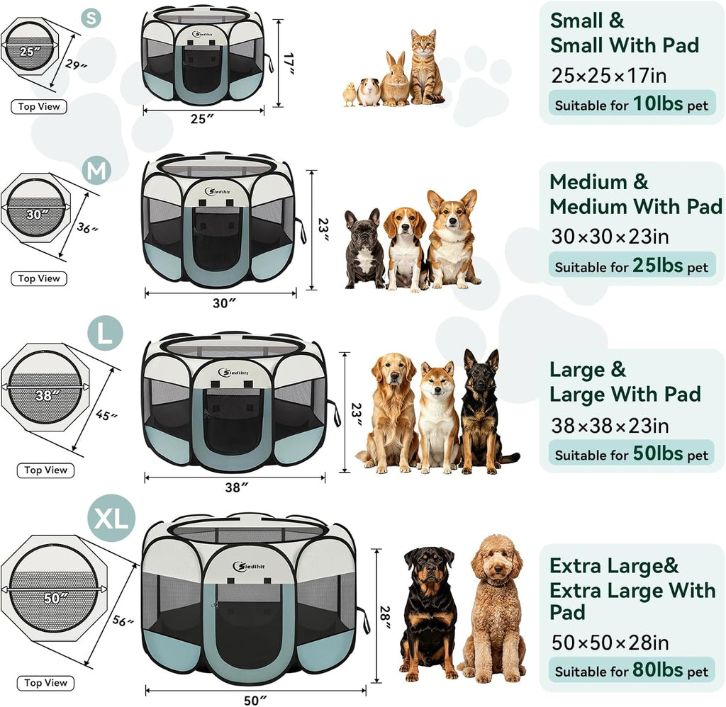 Dog Cat Playpen, Puppy Pet Playpen Indoor for Small Dog Crate Tent Cage Outdoor, Portable Pop Up Dogs Enclosure