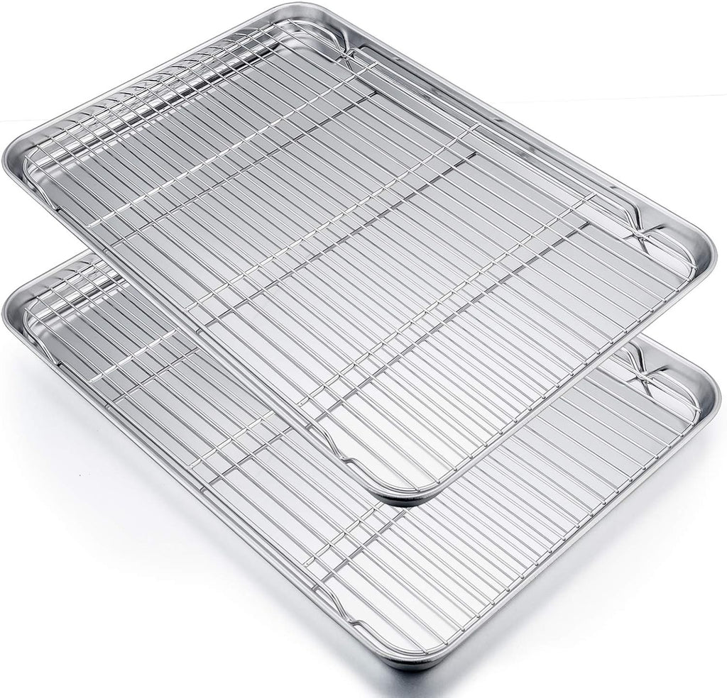19.6 Inch Baking Sheet with Rack Set, Pans with Flat Racks