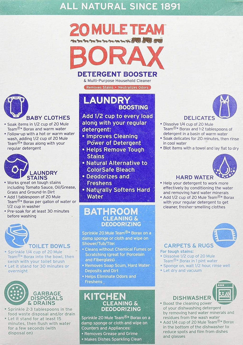 Borax Natural Laundry Booster, 65 oz (Pack of 2)